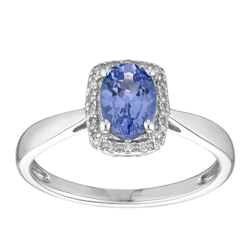 Tanzanite Halo Ring